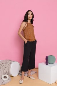 Delicia Pinstripe Halter Top in Caramel