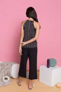 Delicia Pinstripe Halter Top in Black