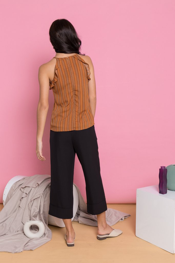 Delicia Pinstripe Halter Top in Caramel