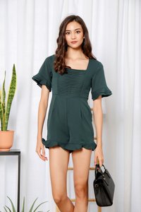 Nerissa Ruffles Hem Romper in Forest (XS)