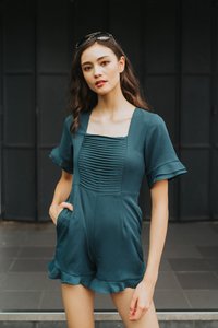 Nerissa Ruffles Hem Romper in Forest (XS)