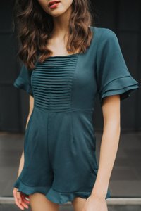 Nerissa Ruffles Hem Romper in Forest (XS)