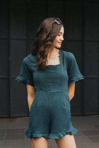 Nerissa Ruffles Hem Romper in Forest (XS)