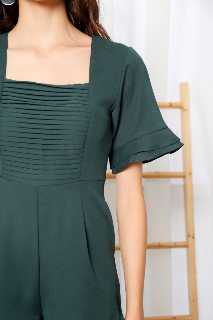 Nerissa Ruffles Hem Romper in Forest (XS)