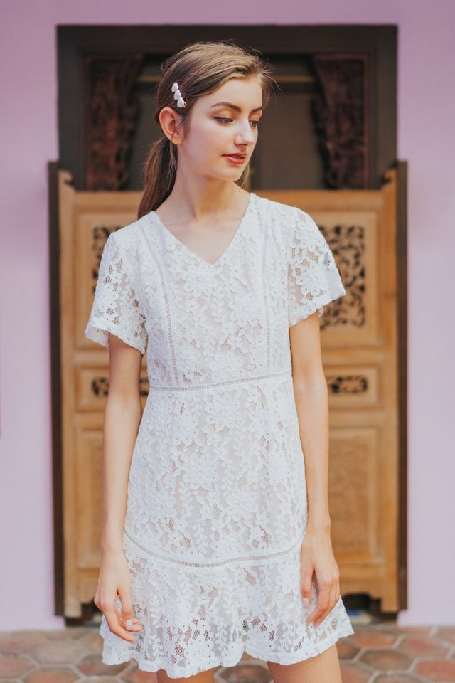 Quinn Premium Lace Dress in White