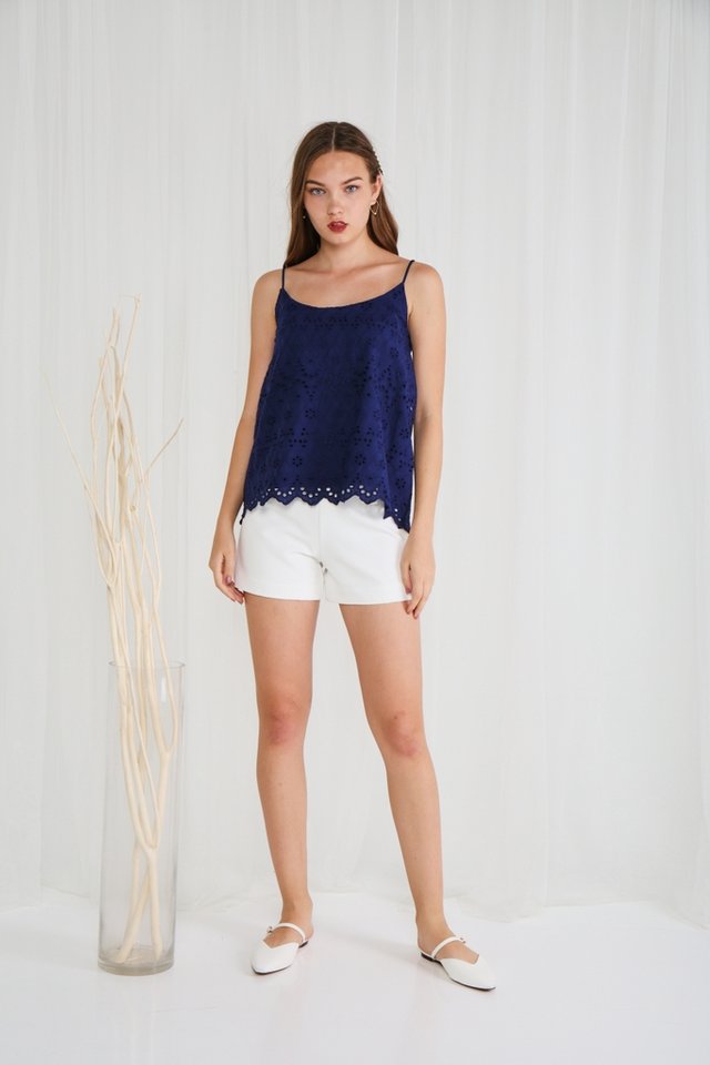 Romina Eyelet Camisole Top in Navy (XS)