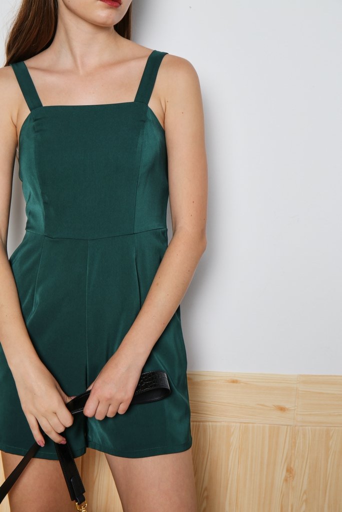 Deborah Pocket Romper in Forest (XS)