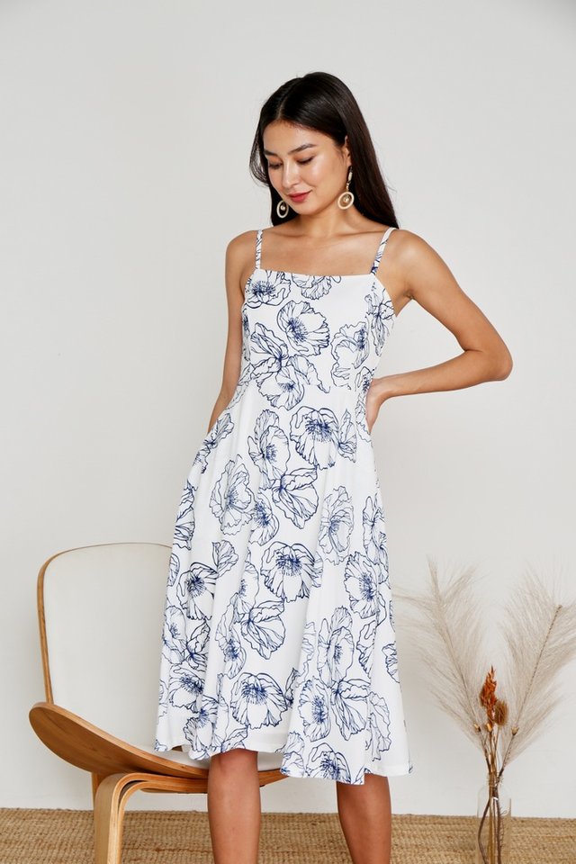 Katie Abstract Floral Midi Dress (XL)