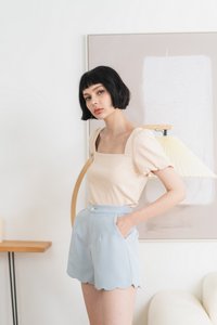 Fabiana Scallop Shorts in Blue (XS)