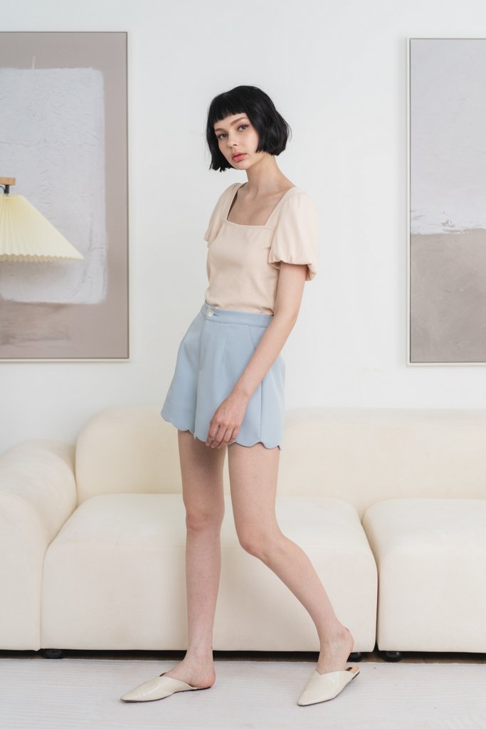 Fabiana Scallop Shorts in Blue (XS)