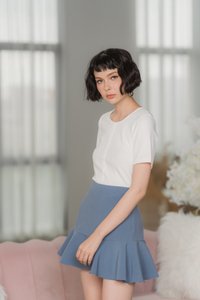 Rayna Ruffled Hem Skorts in Dusty Blue (XS)