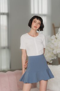 Rayna Ruffled Hem Skorts in Dusty Blue (XS)
