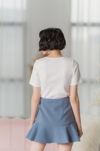 Rayna Ruffled Hem Skorts in Dusty Blue (XS)