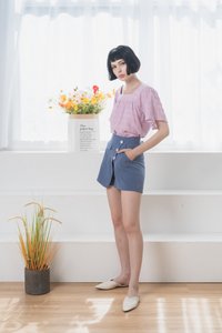 Carlotta Button Skorts in Steel Blue (XS)