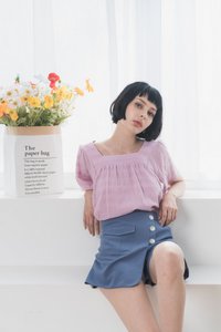 Carlotta Button Skorts in Steel Blue (XS)