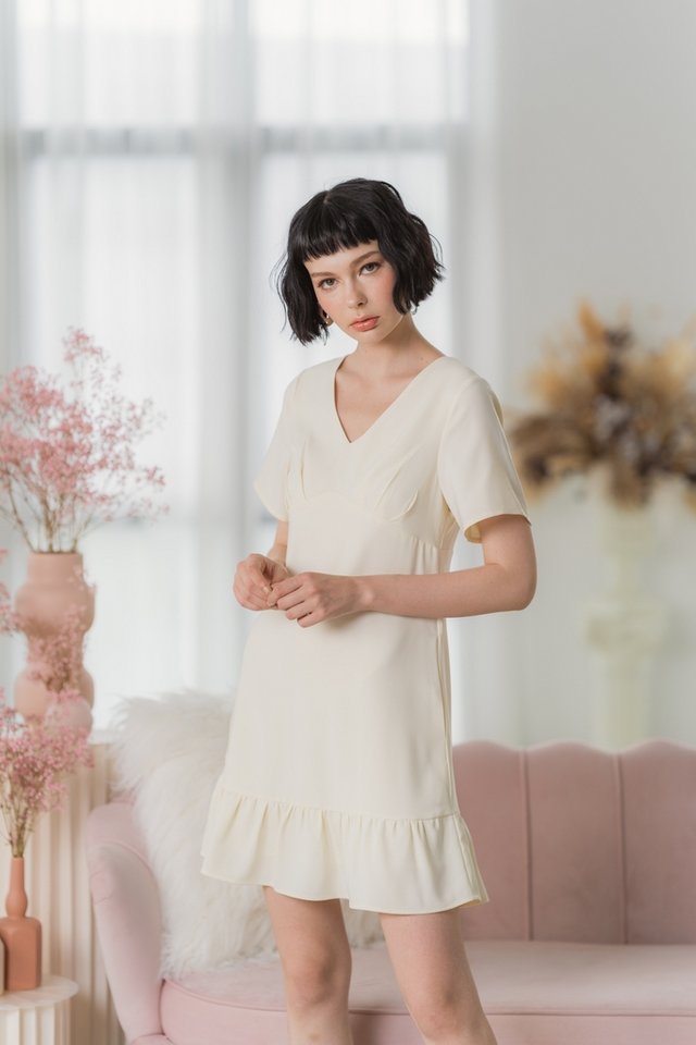 Desiree Empire Dropwaist Dress in Cream