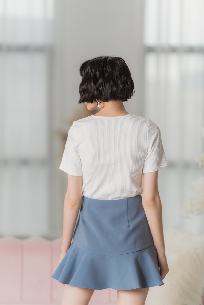 Rayna Ruffled Hem Skorts in Dusty Blue (XS)