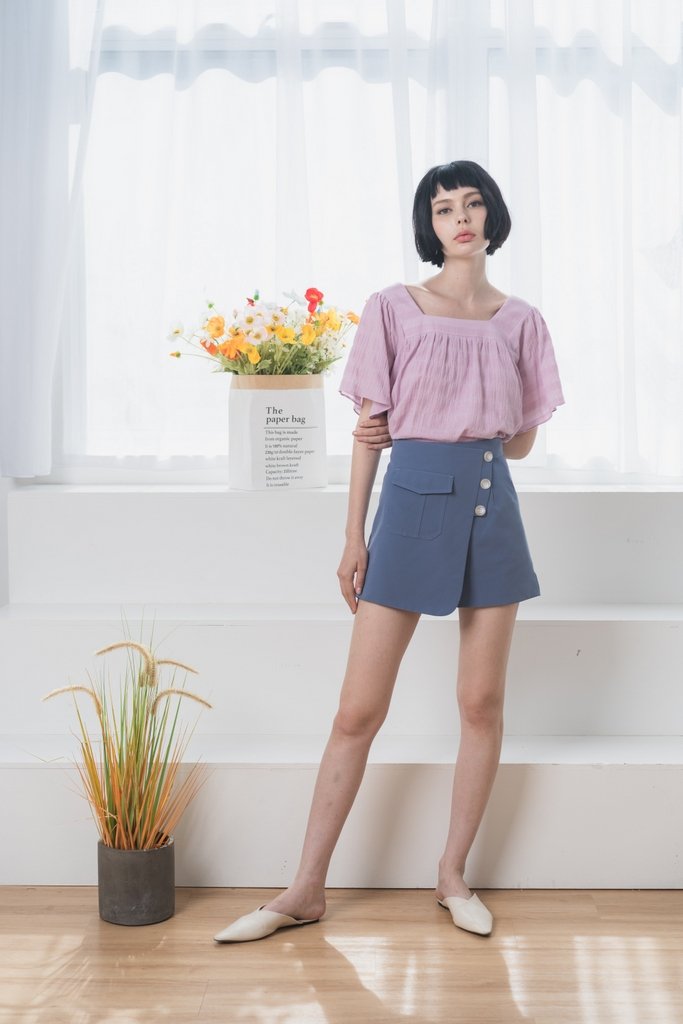 Carlotta Button Skorts in Steel Blue (XS)