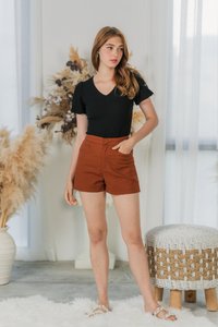 Elissa Panel Waist Shorts in Caramel