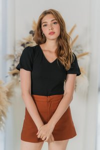 Elissa Panel Waist Shorts in Caramel