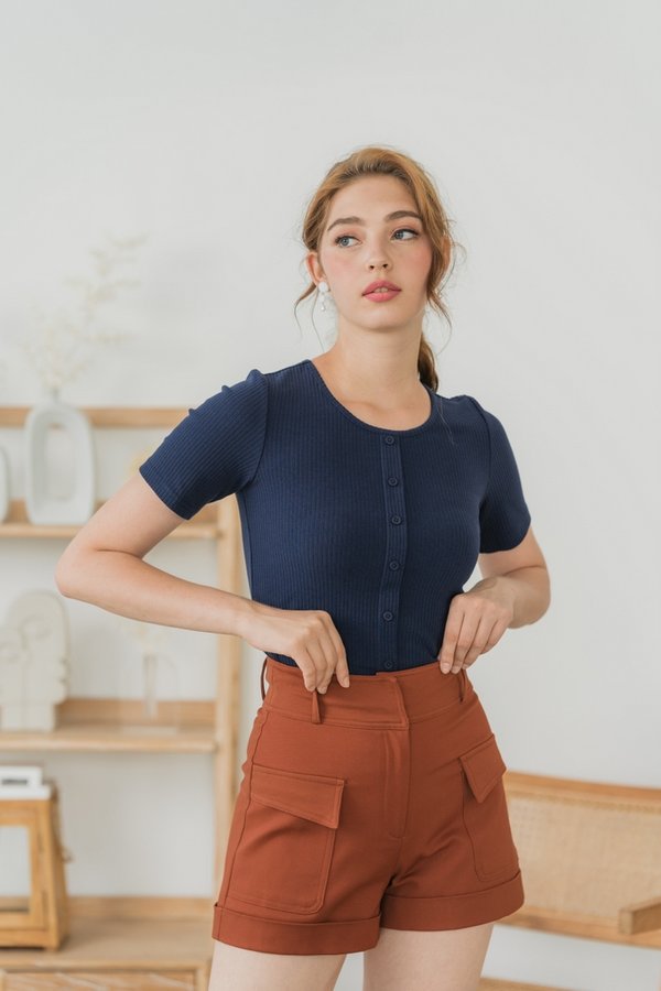 Micah Pocket High Waist Shorts in Brick
