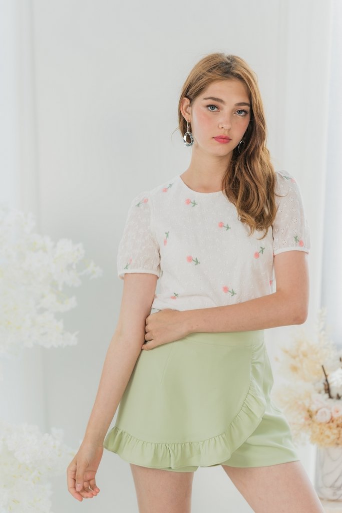 Adrielle Ruffles Skorts in Pastel Green