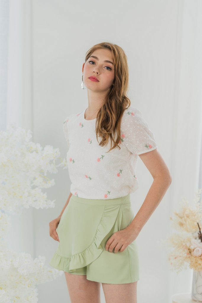 Adrielle Ruffles Skorts in Pastel Green