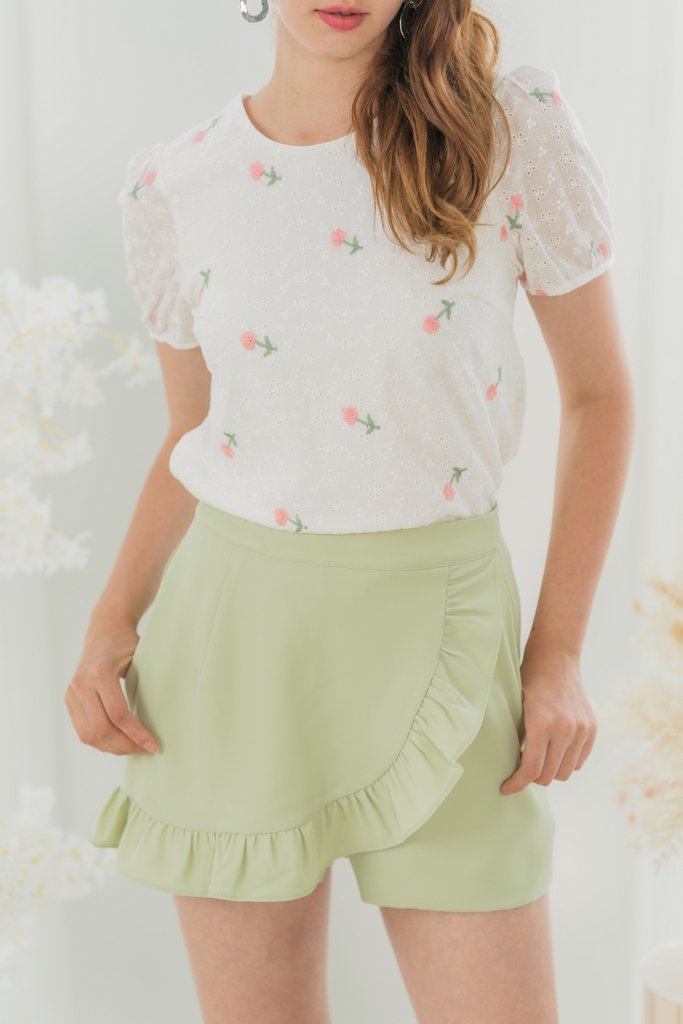 Adrielle Ruffles Skorts in Pastel Green