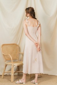 Shantel Ruffle Sleeves Midi Dress in Oatmeal(L)
