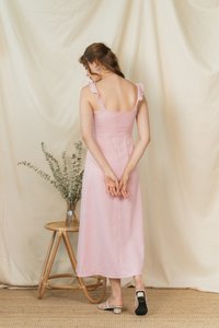Shantel Ruffle Sleeves Midi Dress in Pink