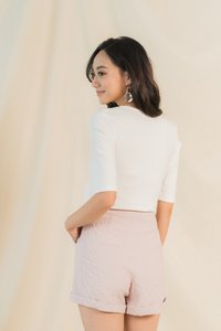 Korrie Embossed Textured Shorts in Dusty Pink (XS)