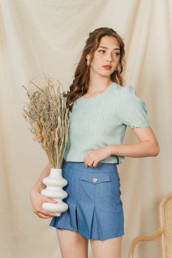 Christine Pleated Skorts in Denim Blue (XS)