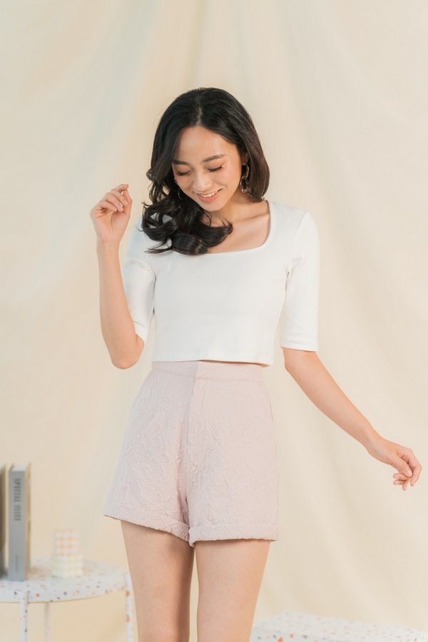 Korrie Embossed Textured Shorts in Dusty Pink (XS)