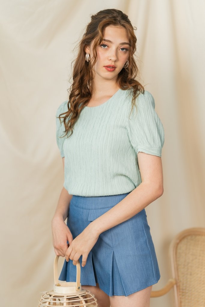 Christine Pleated Skorts in Denim Blue (XS)