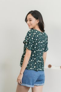 Candice Heart Shaped Button Top in Forest (XS)