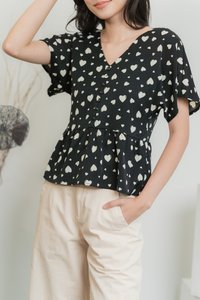 Candice Heart Shaped Button Top in Black (XS)