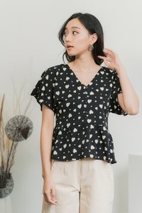 Candice Heart Shaped Button Top in Black (XS)