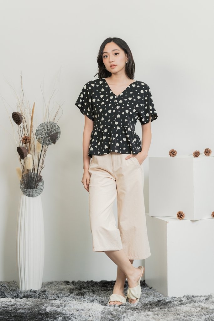 Candice Heart Shaped Button Top in Black (XS)