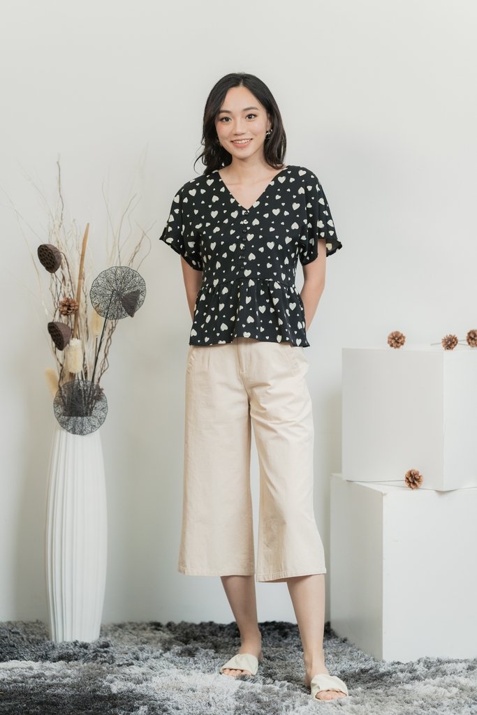 Candice Heart Shaped Button Top in Black (XS)