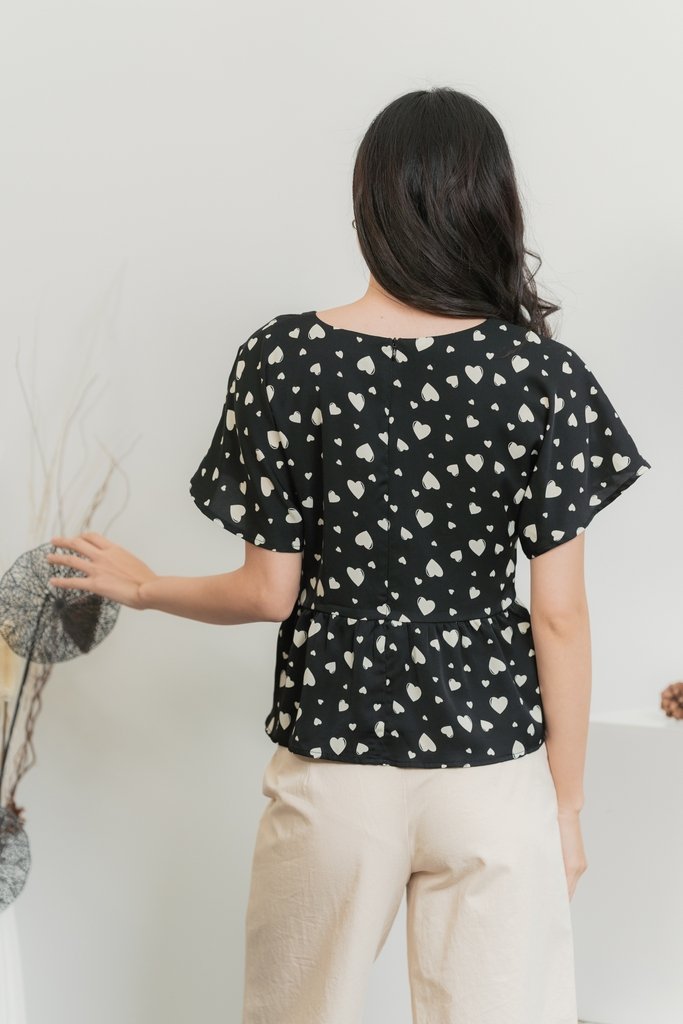 Candice Heart Shaped Button Top in Black (XS)