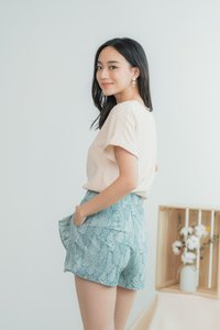 Adrielle Leafy Ruffles Skort in Sea Green (XS)