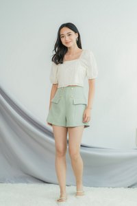Elina Button Pocket Shorts in Sage (XS)