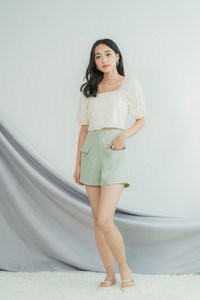 Elina Button Pocket Shorts in Sage (XS)
