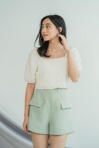 Elina Button Pocket Shorts in Sage (XS)
