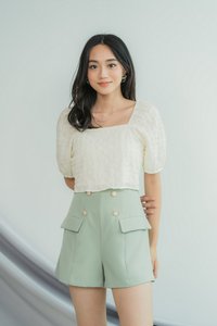Elina Button Pocket Shorts in Sage (XS)