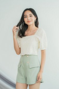Elina Button Pocket Shorts in Sage (XS)