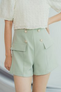 Elina Button Pocket Shorts in Sage (XS)