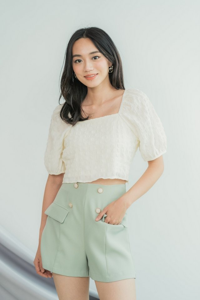 Elina Button Pocket Shorts in Sage (XS)