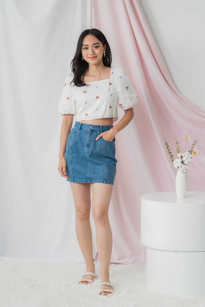 Anita Denim Skirt in Mid Wash (XS)