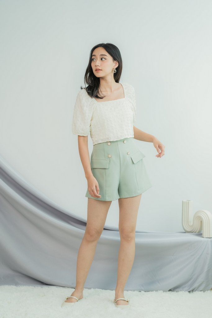 Elina Button Pocket Shorts in Sage (XS)